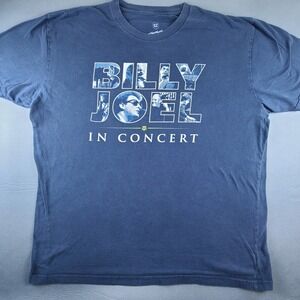 Billy Joel in Concert Barking Irons T-Shirt Men XL Blue Short Sleeve Graphic Tee
